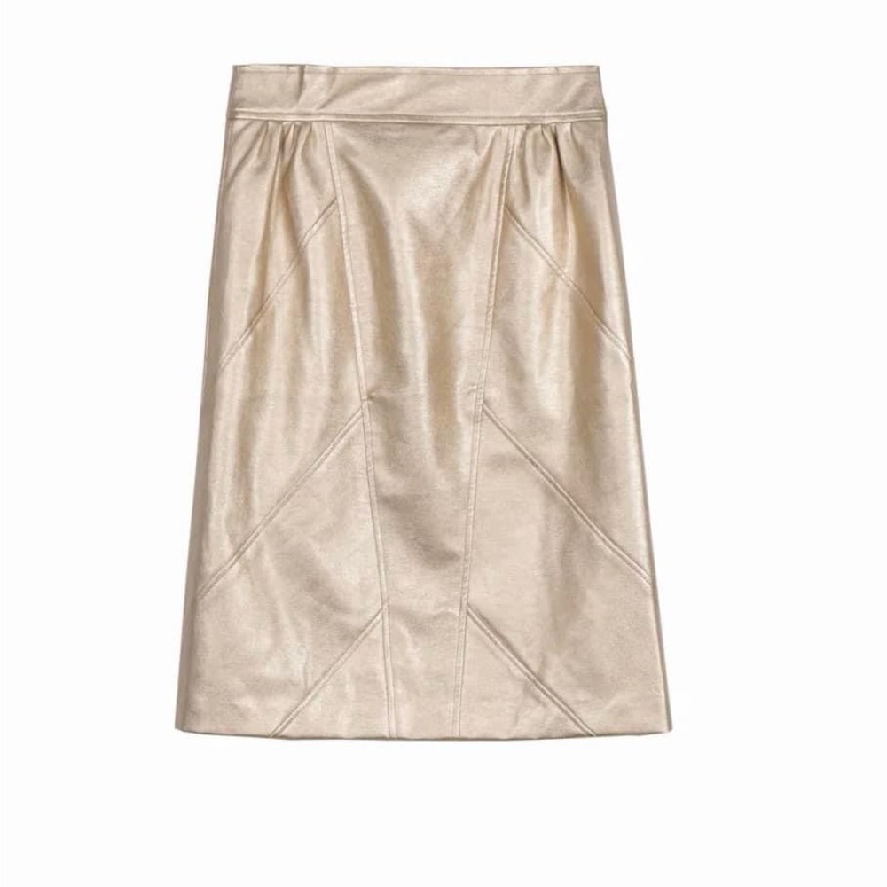 FRNCH Metallic Cream Pencil Skirt